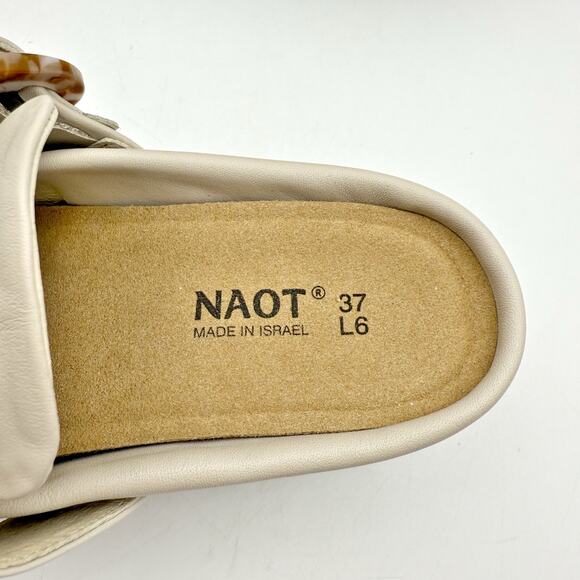 Naot Womens Choice Clogs EU 37 US 6 Ivory Beige Leather Buckle Heel NWOB - Picture 13 of 13